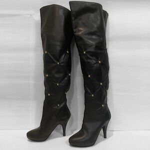 Ramona Leather Black Over-the-Knee Boots Made in Italy Size 37
